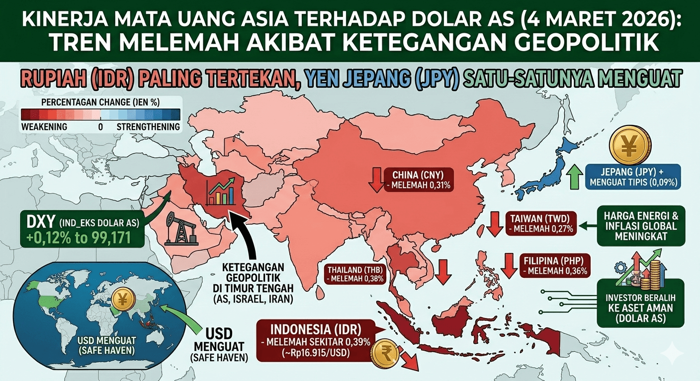 Mayoritas Mata Uang Asia Melemah, Rupiah Jadi yang Paling Tertekan