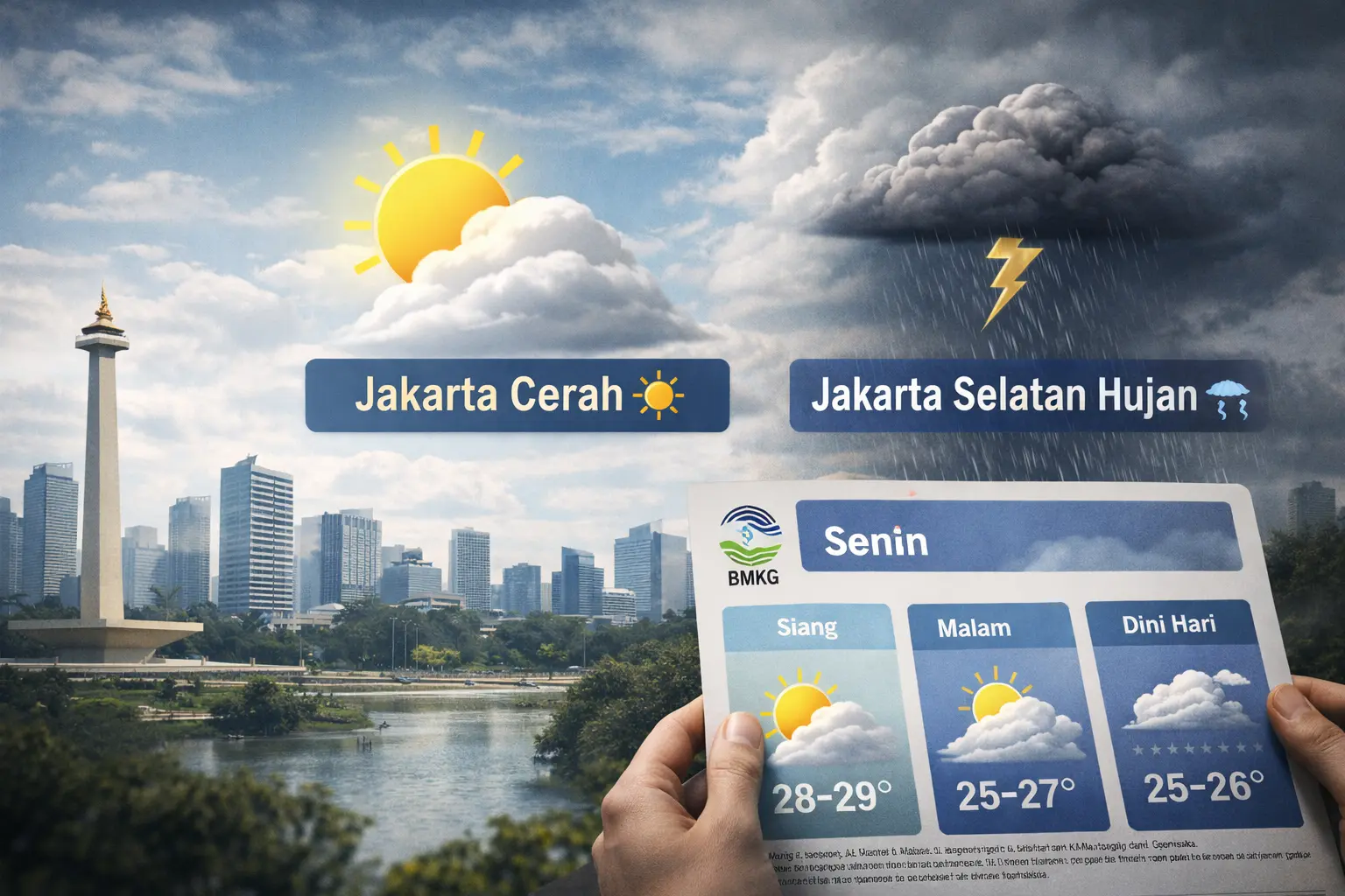 Cuaca Jakarta Hari Ini: Siang Sampai Malam Diprediksi Cerah, Tapi Ada Hujan Ringan di Jaksel 🌤️